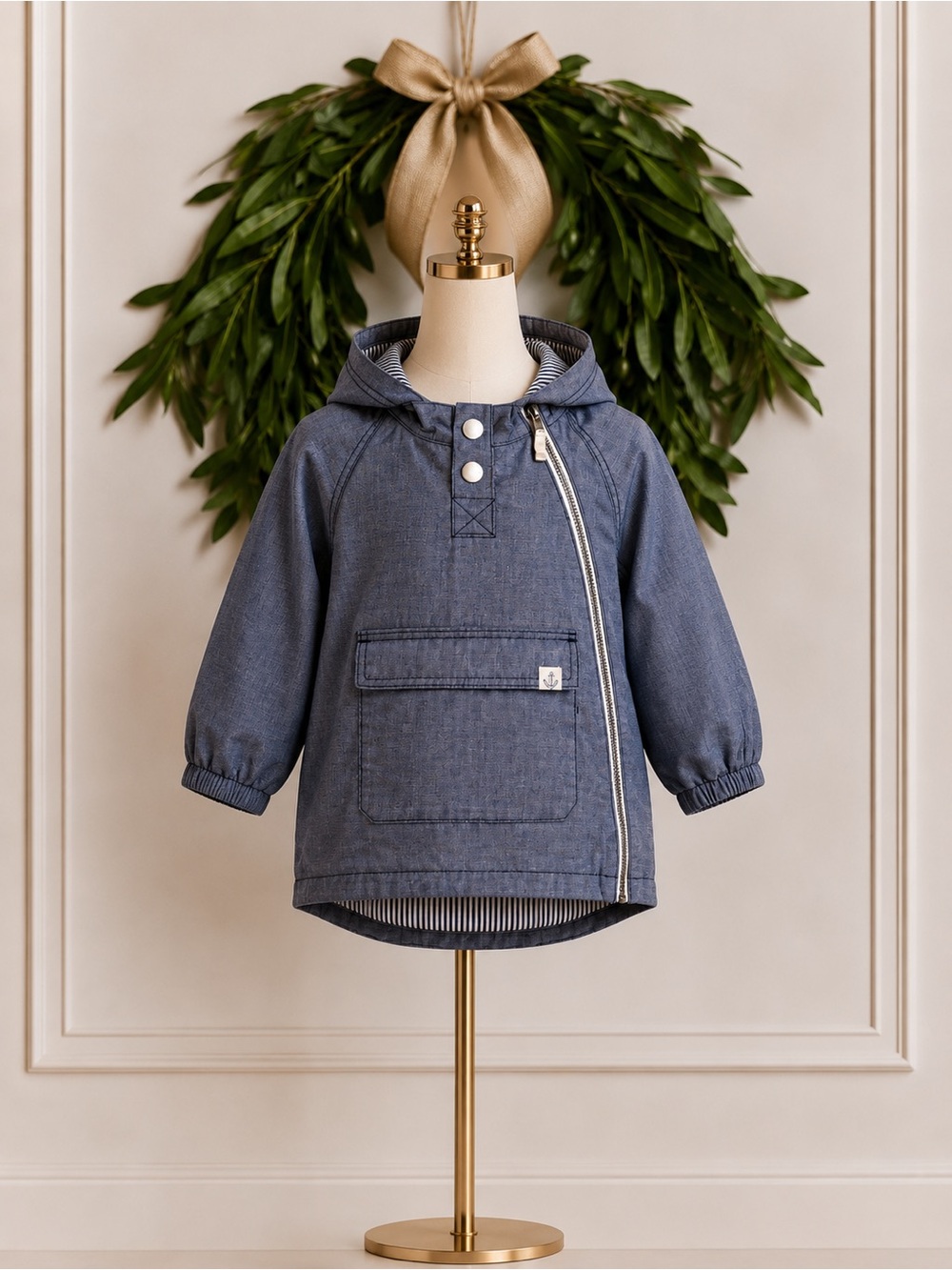 H & M Blue White Nautical Windbreaker Jacket 18-24 Months